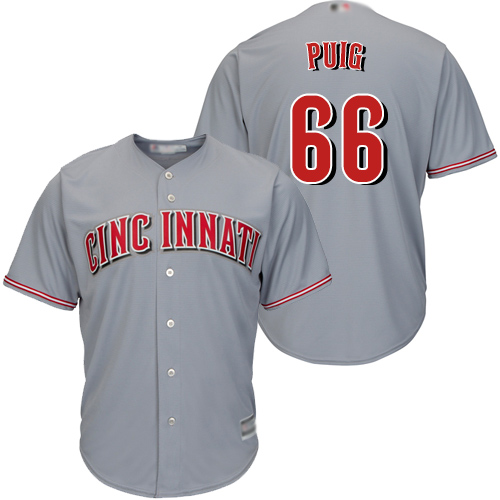 Reds #66 Yasiel Puig Grey Cool Base Stitched Youth MLB Jersey